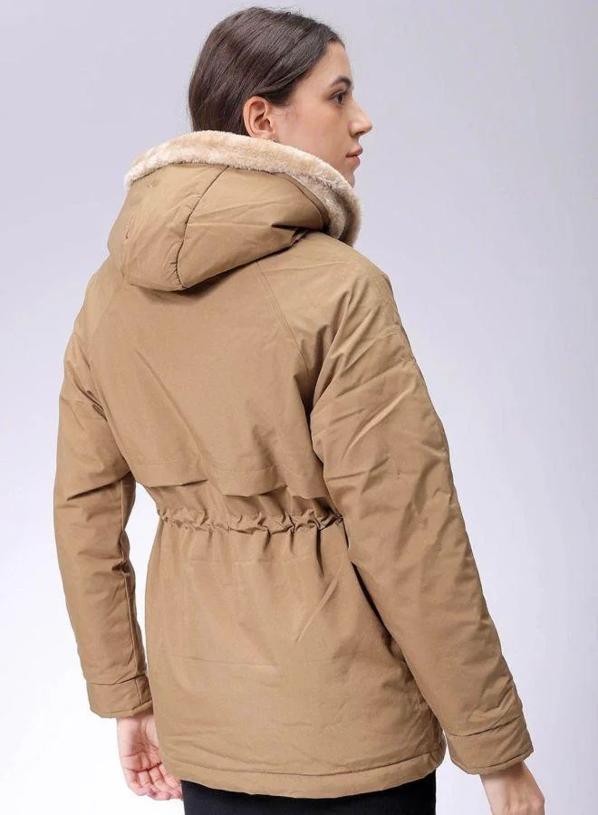 Freehand  Women Regular Fit Solid Hooded Full Sleeves Parka Jacket for Women | Best Price UAE